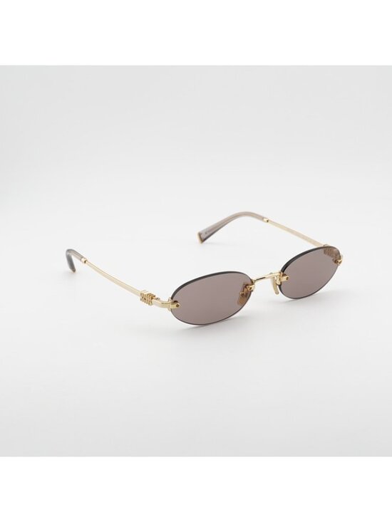 Miu Miu MUA54S 5AK20I Sunglasses Gold Oval Rimless Frame, Brown Lenses main image 10